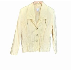 Chico's Womens Golden Haze Oceanic Isle Tabytha Linen Blend Jacket Size 3